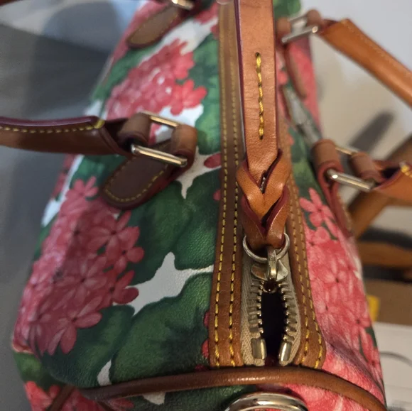 Dooney & Bourke Pink and Green Floral Satchel With Coin Case - Picture 13 of 16